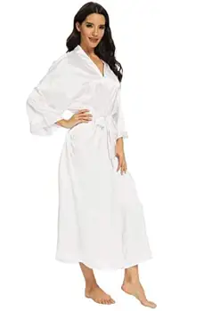 Women Silk Satin Long Wedding Bride Bridesmaid Robe Kimono Robe Feminino Bath Robe Large…