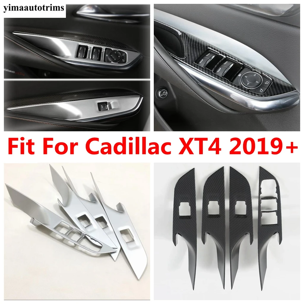 

Carbon Fiber Look / Matte Accessories For Cadillac XT4 2019 - 2023 Inner Door Armrest Window Glass Lift Button Panel Cover Trim