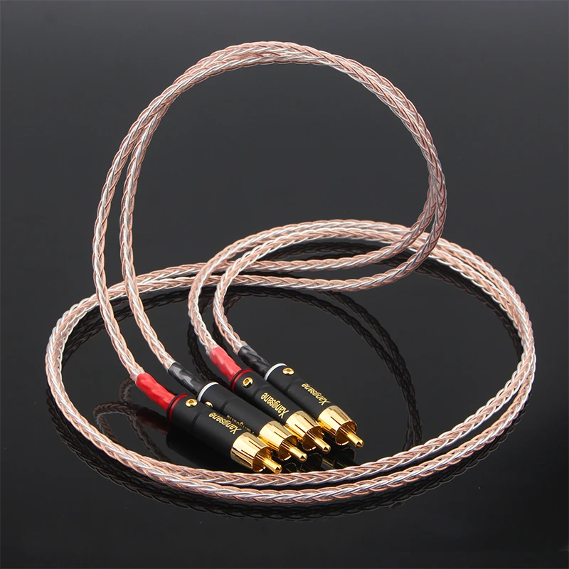 

hifi 8 Strands OCC Silver Plated RCA Cable High Quality 2RCA Male to Male RCA Audio Cable