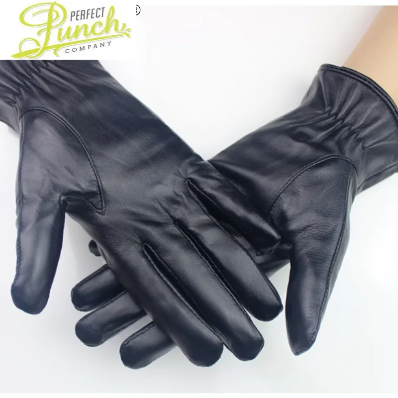 

Leather Genuine Gloves Men Black Warm Sheepskin Gloves Men Full Fingers Touch Screen Driving Guantes Y Mitones SQQ376