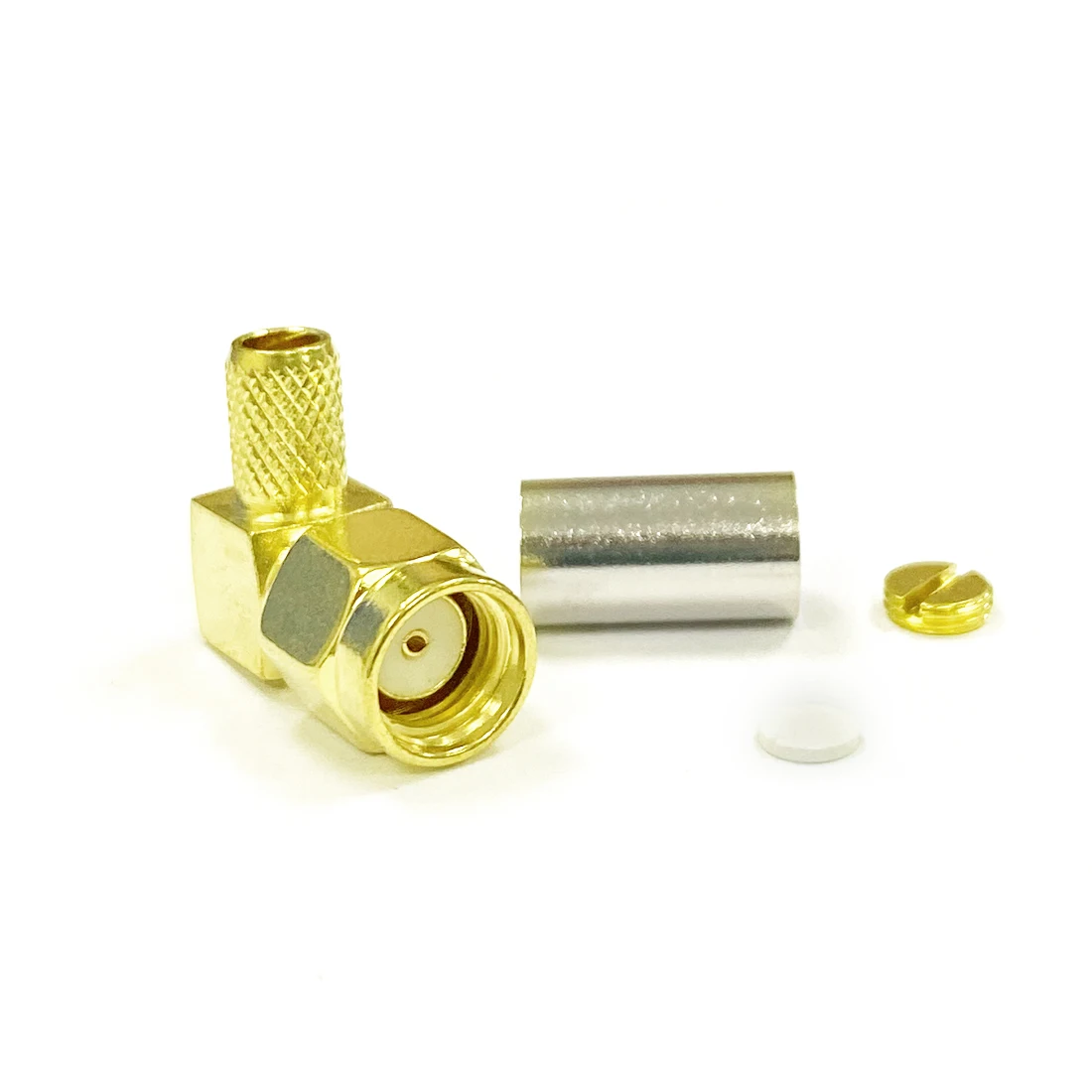 

1pc RP-SMA Male Plug Right Angle RF Coax Crimp Convertor for RG58 RG142 RG400 LMR195 Cable Goldplated NEW Wholesale