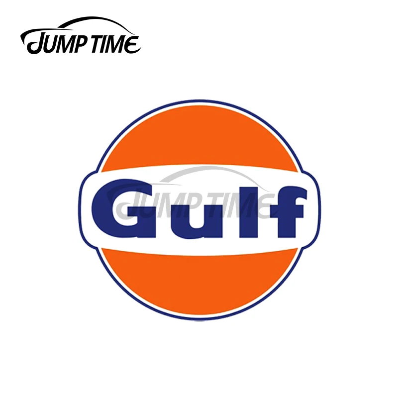 Jump Time 13cm x 12cm For Gulf Logo Racing Waterproof Decal Fashion Occlusion Scratch Funny Car Stickers Pull Flower