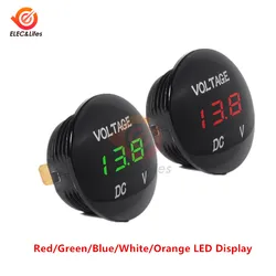 DC 5V-48V 3 Bits Mini Digital Voltmeter Round Waterproof LED Panel tester voltage Detector Volt Meter Gauge 5V 12V 24V