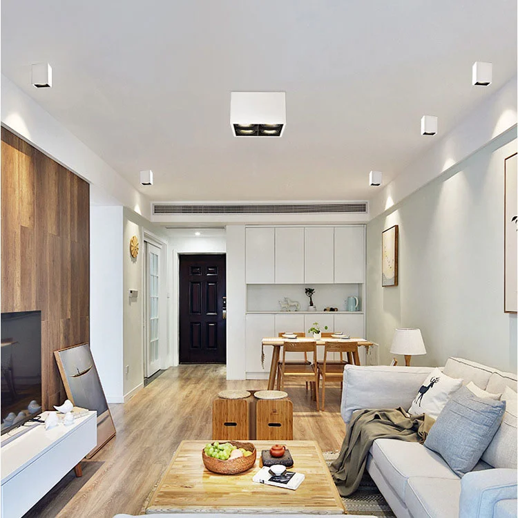 LED Downlight COB 10w 12w 20w 24w Surface Mounted Dimmable LED Ceiling Lamps Spot Light square Rotation LED Downlights AC85-265V