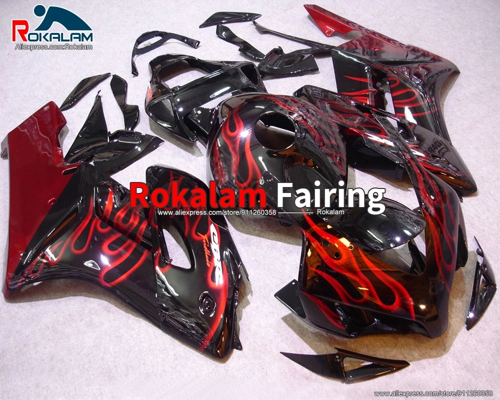 

Cowling For Honda CBR1000 RR 05 04 CBR 1000RR 2004 CBR1000 RR 2005 Autorbike Red Flame Black Fairings (Injection Molding)