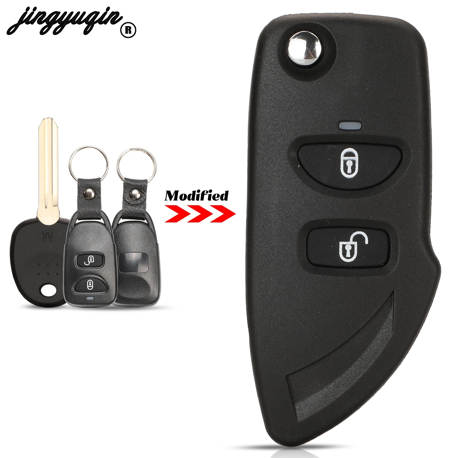 jingyuqin 2 Buttons Modified For Hyundai Santa Fe 2006-2012 Fit KIA Fob Smart Remote Car Key Shell Case With Uncut Right Blade