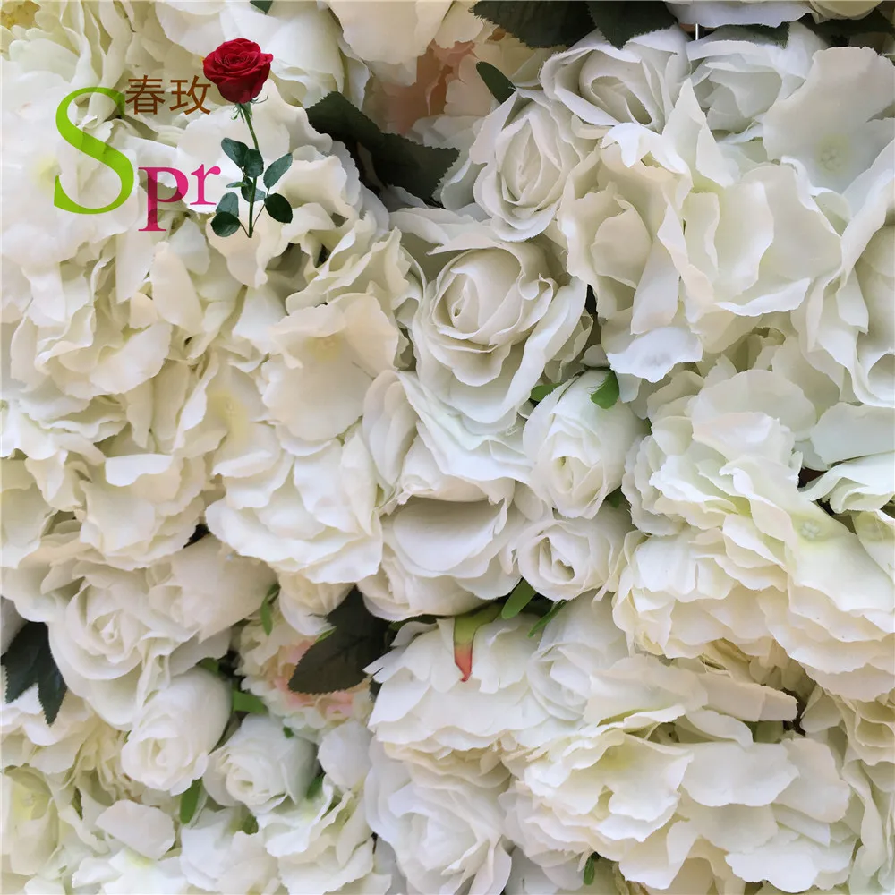 SPR Top selling roll up cloth back hot pink silk flower wall for wedding backdrop decoration