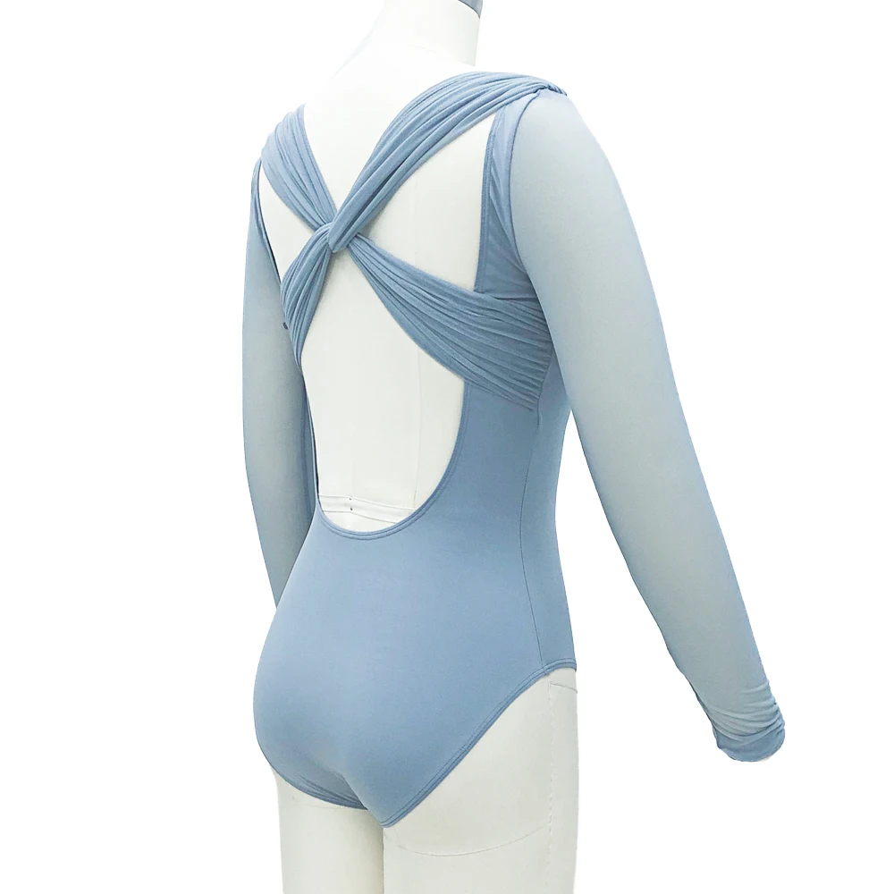 MiDee – Costume de Ballet luxueux pour la danse, justaucorps avec bandes croisées plissées au dos, pour adultes, adolescentes