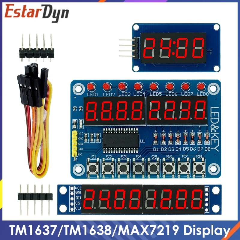 TM1637 4 Bits/TM1638/MAX7219 8 bit Digital LED Display Module 7 Segment 0.36Inch Clock RED Anode Tube Four Serial Driver