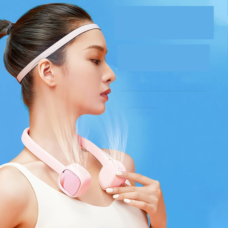 2021 Xiaomi Usb ชาร์จแบบพกพา Leafless พัดลมขนาดเล็กสำนักงานนักเรียนกีฬากลางแจ้งแขวนคอพัดลม KC Certification