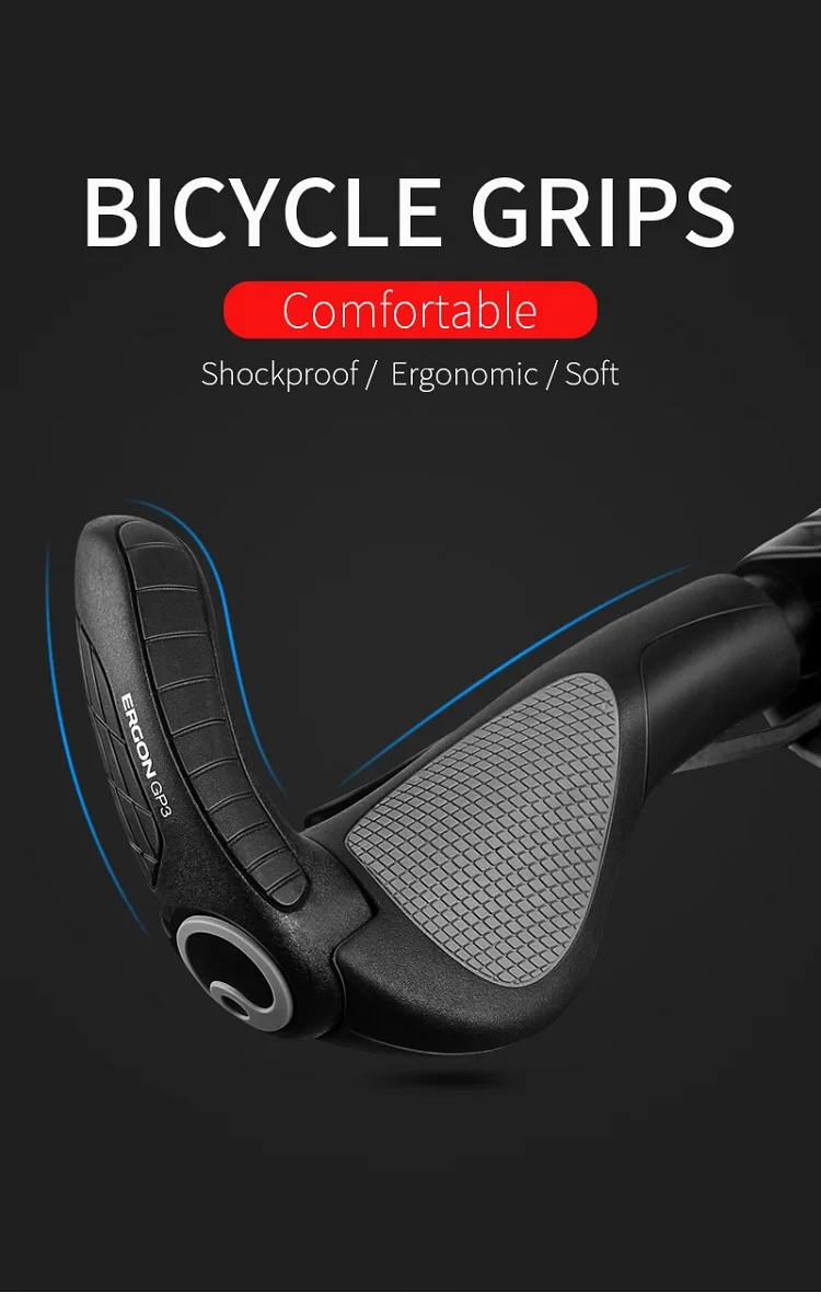ERGON Ergonomics Bike Handlebar Grips GP1 GP3 GP5 Mountain Bike Extended Bar End Grip Lockable Bicycle Handle Mount Rubber Grips