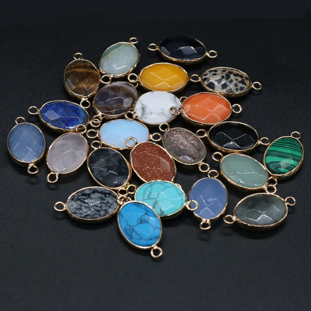 Natural Stone Turquoise Malachite Egg Shaped Connector Pendant Handmade DIY Necklace Bracelet Jewelry Accessories Gift