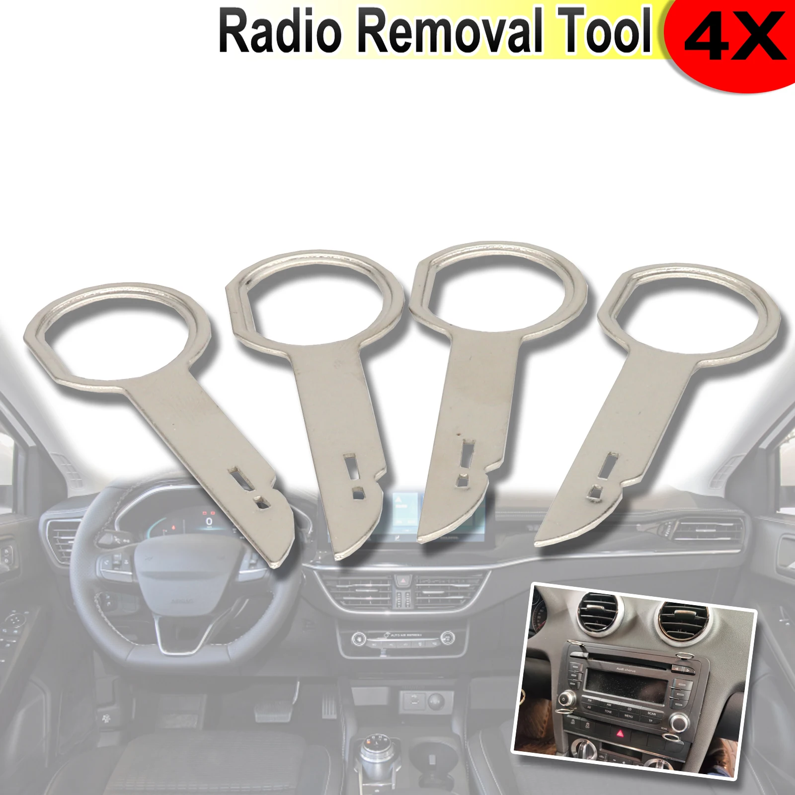 Extracteur de broches de déverrouillage de clé de retrait stéréo Radio CD, 2 paires, pour Ford Focus Mondeo c-max Fiesta Transit, outils d'installation d'extraction de voiture