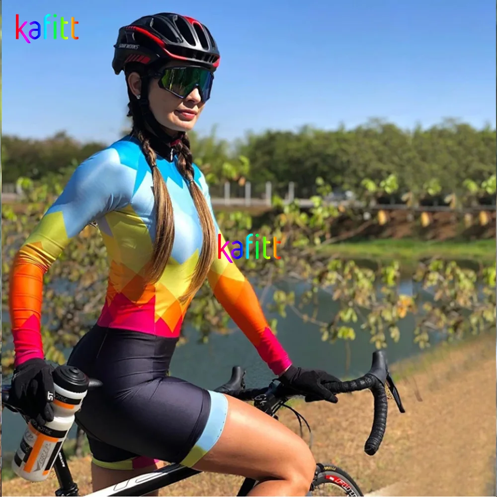 Kafitt Women's Fashion Short Cycling Clothing Triathlon Skinsuit Sets Little Monkey Macaquinho Ciclismo Feminino Jumpsuit Kits