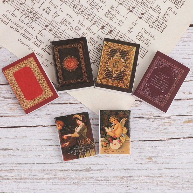 6Pcs/set 1/12 Dollhouse Vintage Miniature Book Model Notebook Doll House Furniture Decor