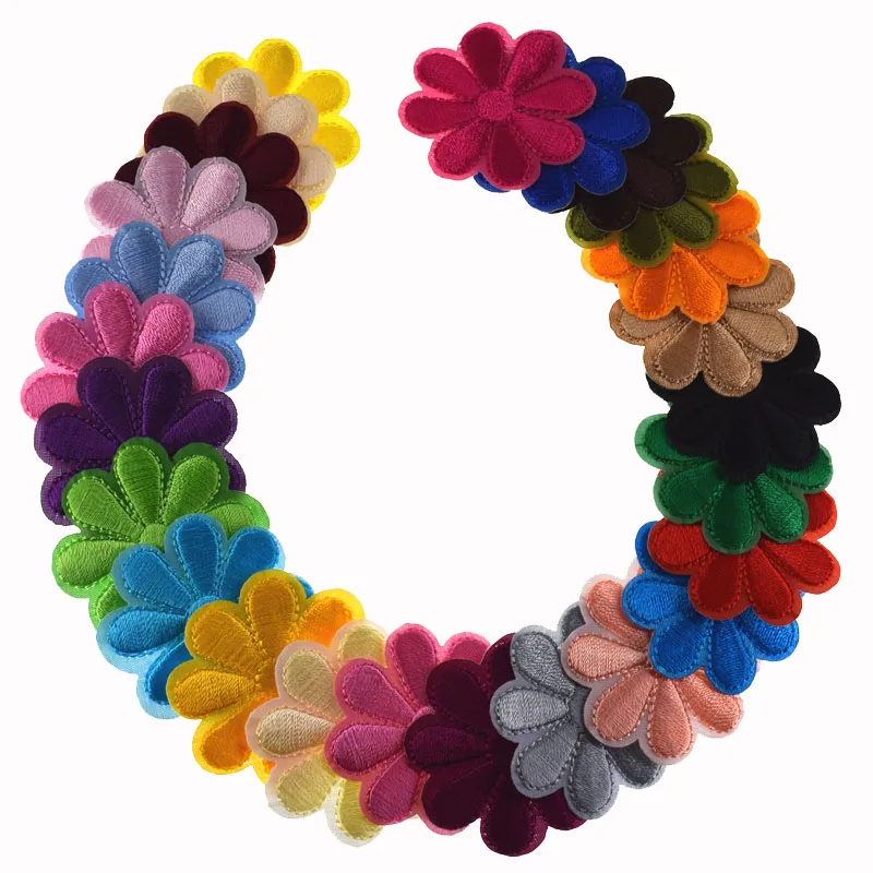 10Pcs Artificial Flower Embroidered Iron On Patches Badges Daisy Flowers Patch For Clothing Bag Jeans Hat Decoration 4.0cm