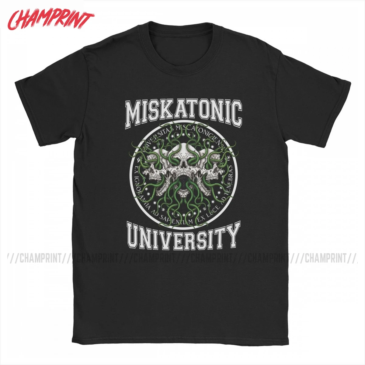 Miskatonic University T-Shirts Men Cthulhu Lovecraft Vintage Cotton Tee Shirt Crewneck Short Sleeve T Shirts Gift Idea Clothes