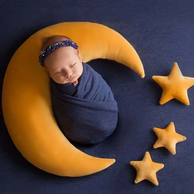 Baby Hat Posing Beans Moon Pillow Stars Set Newborn Photography Props Infants Photo Shooting Accessories