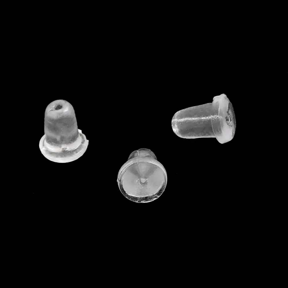 200pcs Rubber Earring Back Silicone Round Ear Plug Caps