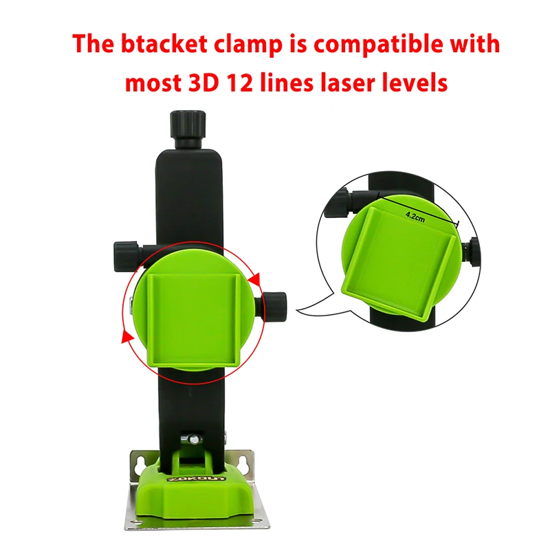 ZOKOUN LB07 Laser Level Fine-Tuning Wall Bracket Strong Magnetic Pivoting Hanging Base with 360° Adjustable Clip For 3D Laser