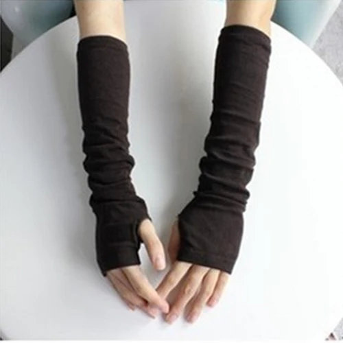 Women\'s Fashion Knitted Arm Fingerless Long Mitten Wrist Elastic Warm Gloves hot Mitten Warm Fingerless Gloves