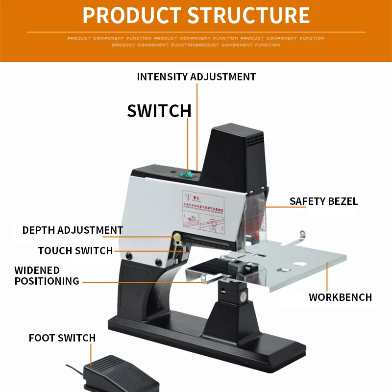 St-105 Electric Flat Stapler 220 V Automatic Flat Stapler Desktop Sewing Stapler Adjustable 1-9 40 Times / Min