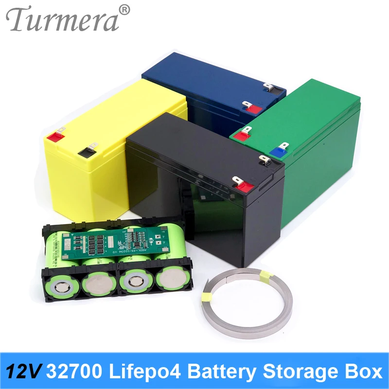 Turmera 12V 32700 Lifepo4 Battery Storage Box 4S 40A Balance BMS Nickel with Holder for Uninterrupted Power Supply and Motor Use