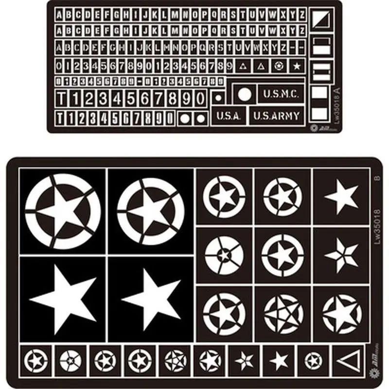 AM-WORKS LW35018 1/35 WWII U.S. Vehicle Marking - Stencil Mask