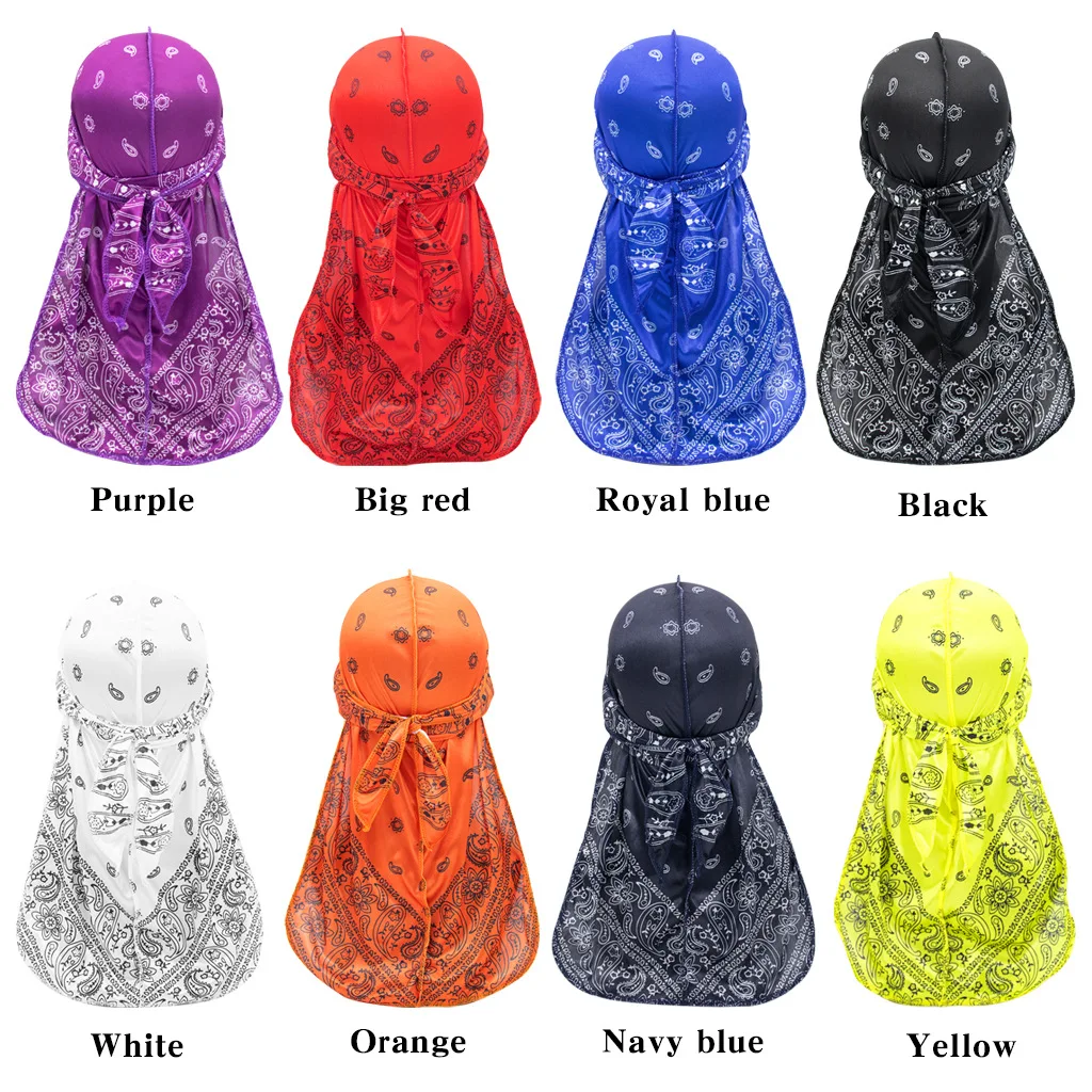 

Hair Accessories Silky Durag Bandanas Insect Print Hats For Women Men Long Tail Pirate Hat Waves do doo du rag Turban Headwear