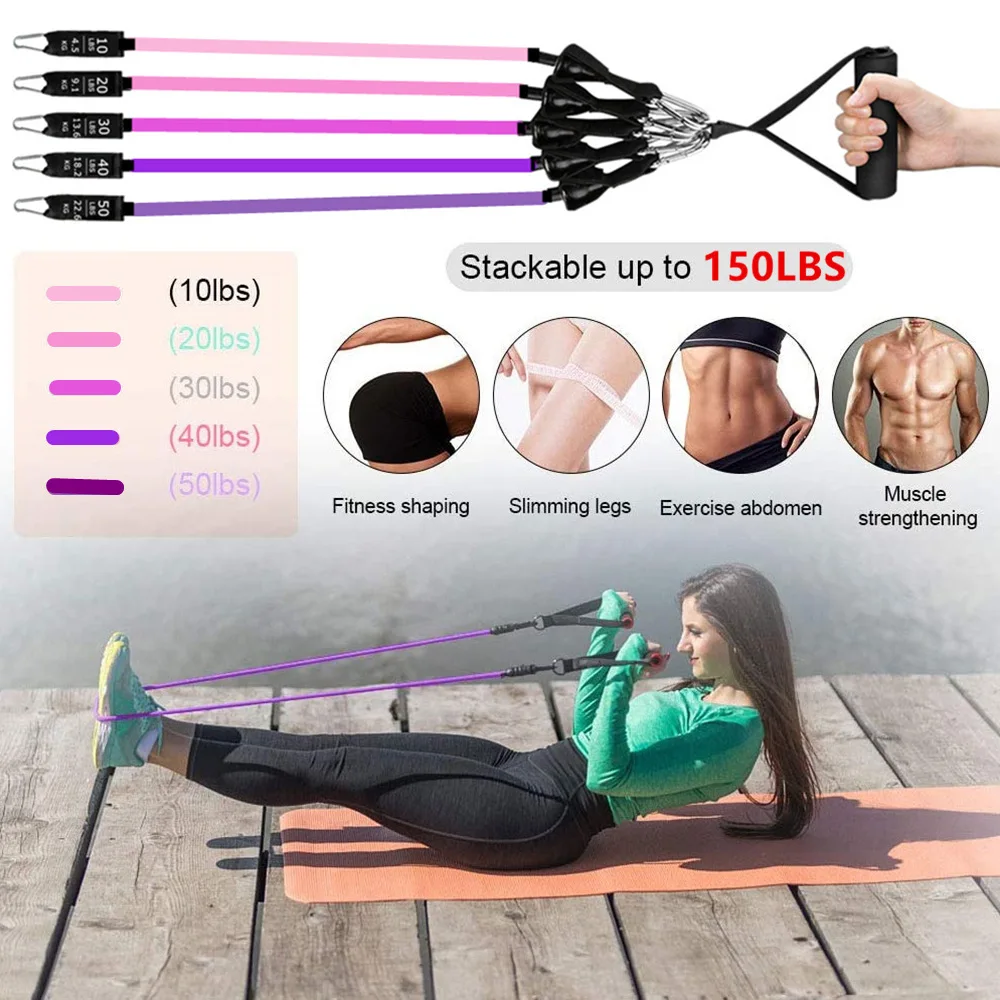 17PCS Resistance Bands Set for Women Latex Exercise Workout Band Stretch Training Fitness Gym Equipment for Home Bodybuilding