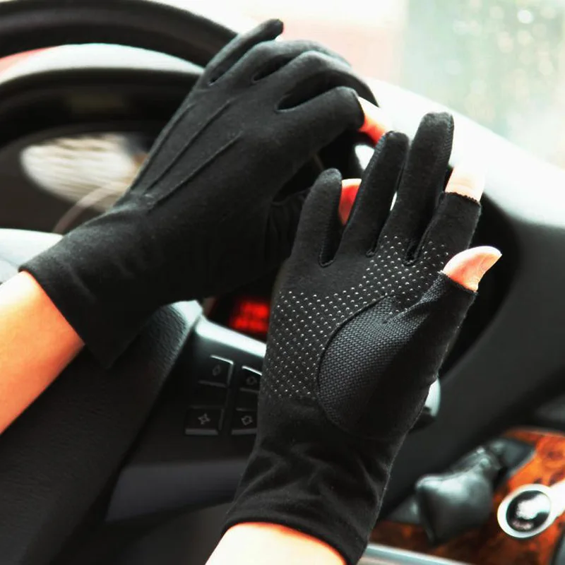 

Хлопковые перчатки унисекс тонкие дышащие Нескользящие солнцезащитные перчатки для вождения летние перчатки для рыбалки Мужские Женские SZ108