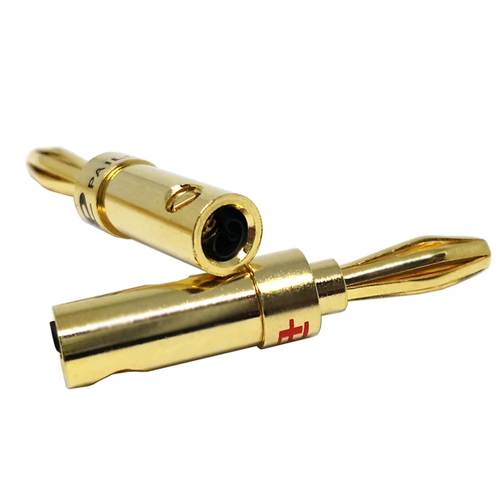 Hifi 8pcs audio pailiccs 4mm banana plugs copper Gold plated speaker cables Wire Pin Banana Plug Connectors