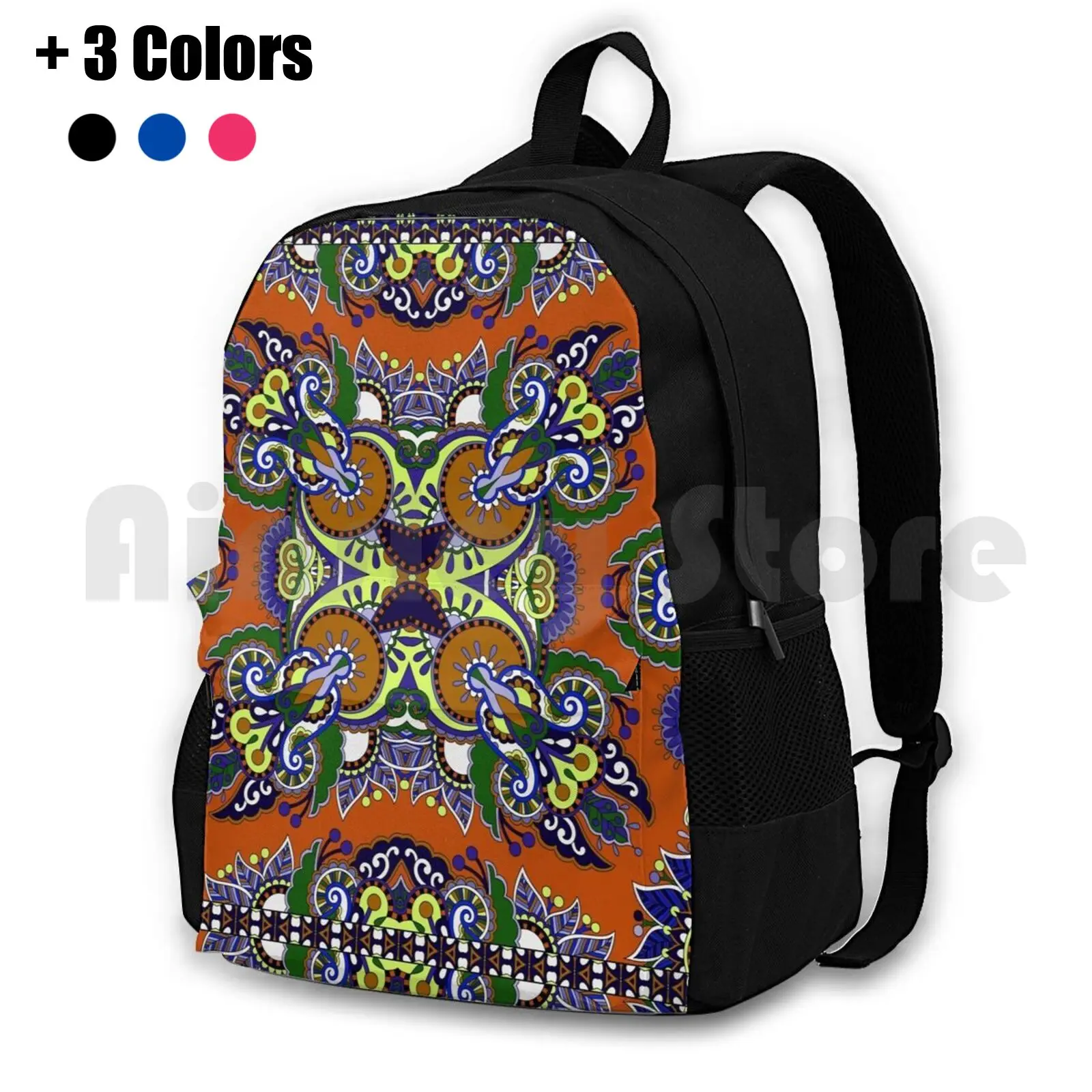 Boho Floral Pattern Outdoor Hiking Backpack Waterproof Camping Travel Robin Curtiss Boho Jungle Coconut Garden Nature Outdoors