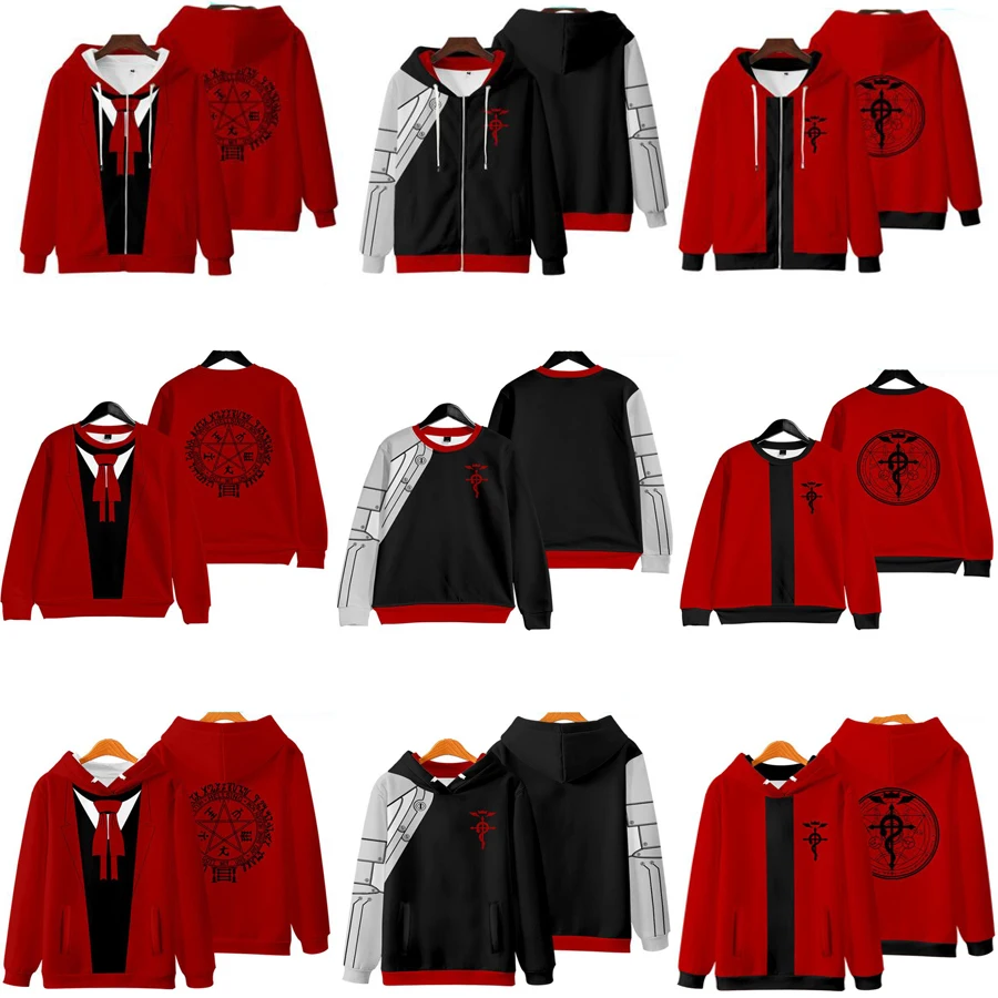 Anime Fullmetal Alchemist Cosplay Costume Edward Elric Alphonse Elric Roy Mustang Unisex 3D Hoodies Sweatshirts Casual Tracksuit