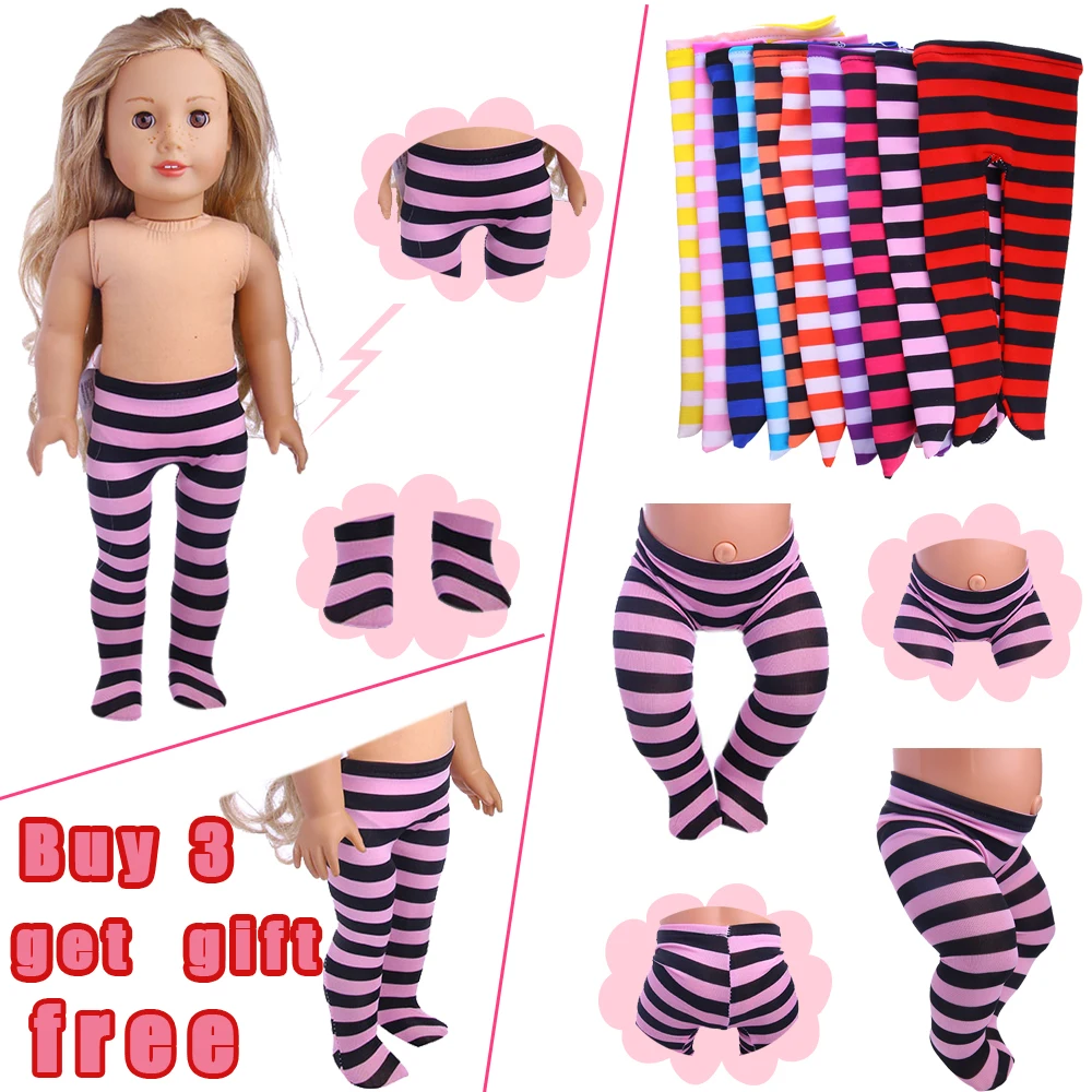 

Doll Clothes Striped Long Leggings Pants Soft Trouser Underwear For 18 Inch American Doll Gift&43 Cm Born Baby Doll For Girls