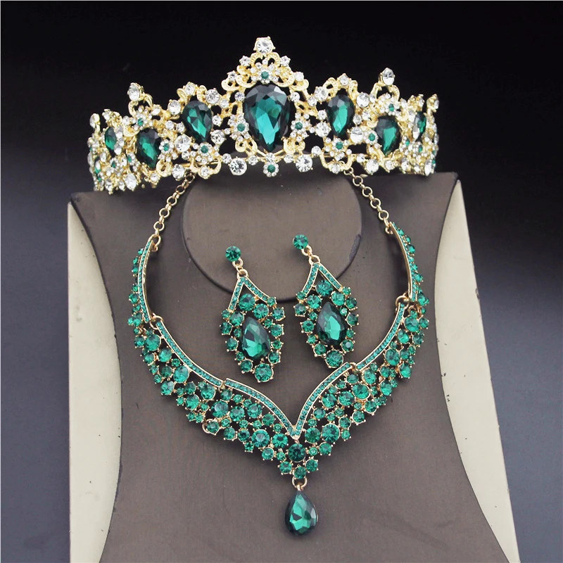 

Gorgeous Crystal Jewelry Sets for Women Bridal Wedding Crown Tiaras Earrings Necklaces Jewelrry Set Fashion Bride Accessory