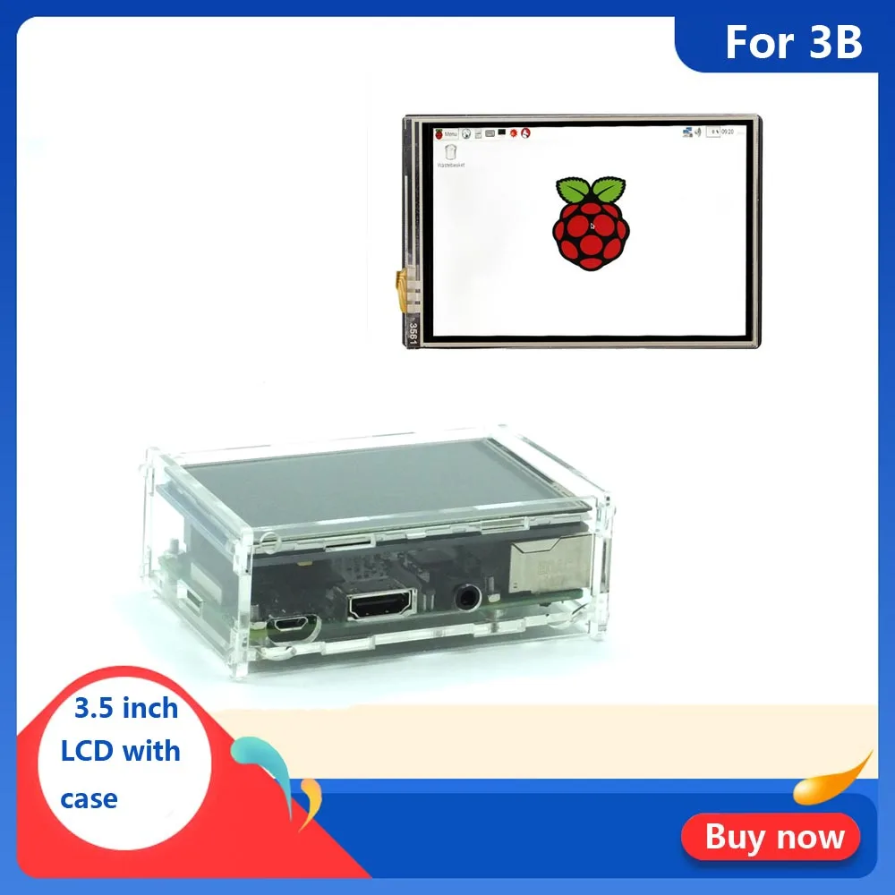 3.5 inch Raspberry Pi 3 Model B Touch Screen 480*320 LCD Display + Touch Pen + Dual Use ABS Case Box Shell for Raspberry Pi 3