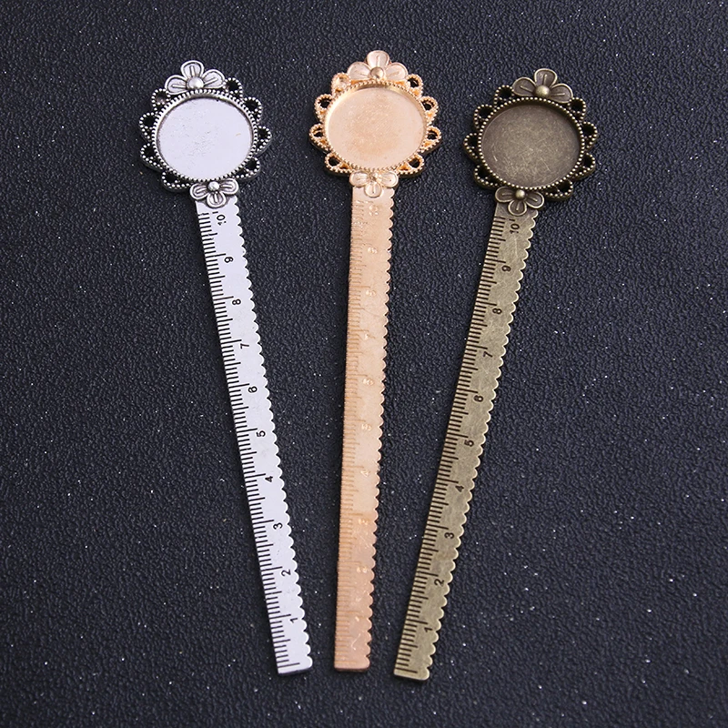 1pcs 20mm Inner Size three Color Vintage Style Handmade Ruler Bookmark Cabochon Base Cameo Setting 28*138mm