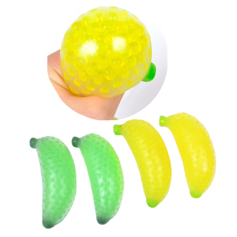 12cm Cute Banana with Small Soft Beads Relieve Pressure Hand Fidget Toy TPR Squeeze Decompression Toys Adults Children Kids Gift