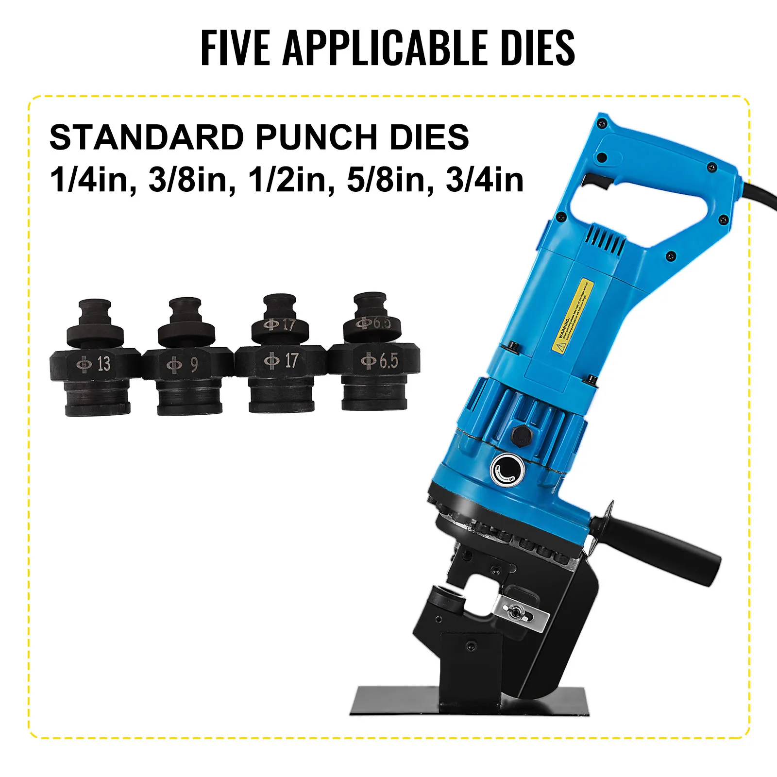 VEVOR MHP-20 900W elettrico pratico perforatore idraulico 6mm Knockout Punch Tools 5 matrici Set su piastra in acciaio piastra in ferro alluminio