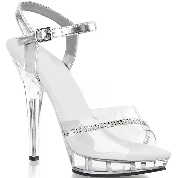 Elegant Princess Clear 13cm Open Toe High Stripper Heels Platform Exotic Shoes Sandals Pole Dance Model Wedding Sexy 5 inch