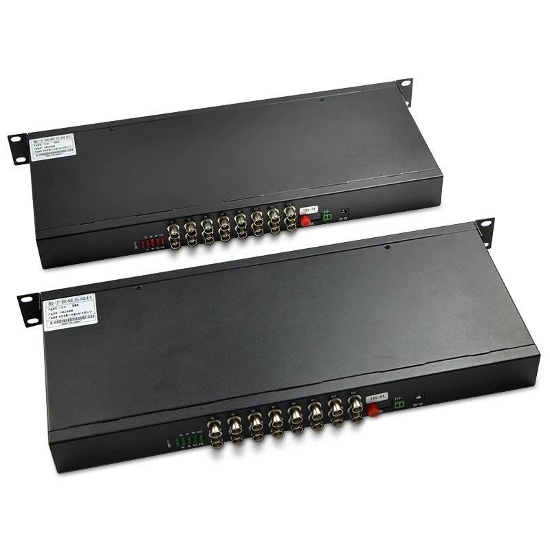 1 Pair 1U rack-mounted 16-channel pure video optical transceiver single-mode single-fiber 16-channel optical transceiver FC 20KM