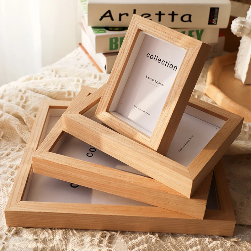

Modern Mounted Photo Frame Table Decor Wall Mounted Creative Solid Wood Color Photo Frame Simple Collection Frame Painting Frame