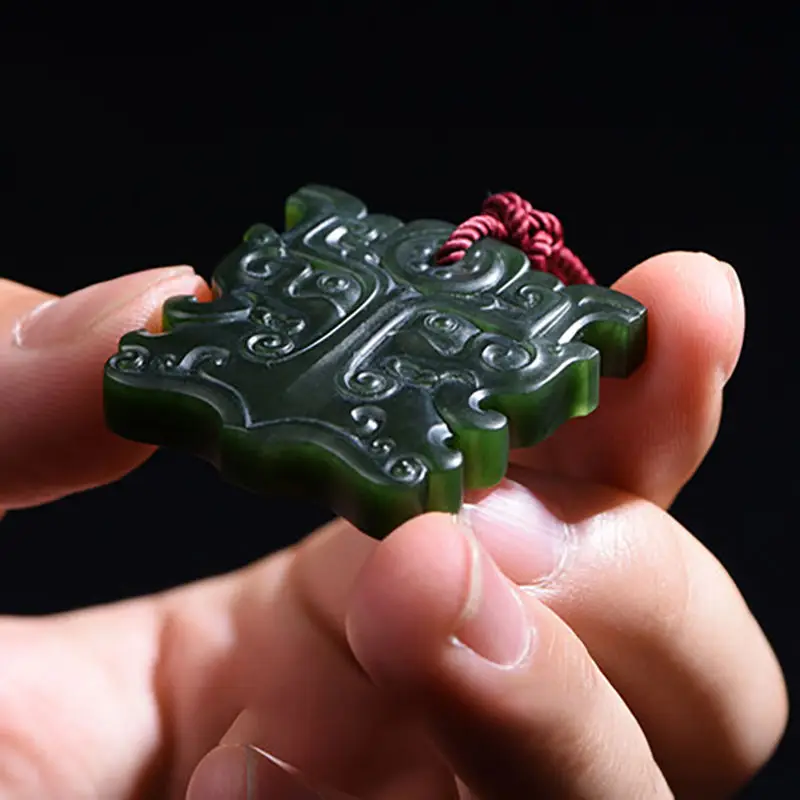 Hand-carved Pendant Bullish Natural Qingyu Exquisite Jade Stone Necklace Accessories Gift High Quality Jewelry