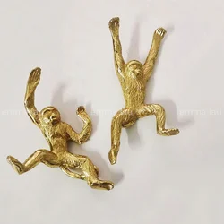 Lucky Monkey Shape Cabinet Door Handle Solid Brass Drawer Knobs Cupboard Pulls Single Hole Gold Kitchen Cabinet Handles