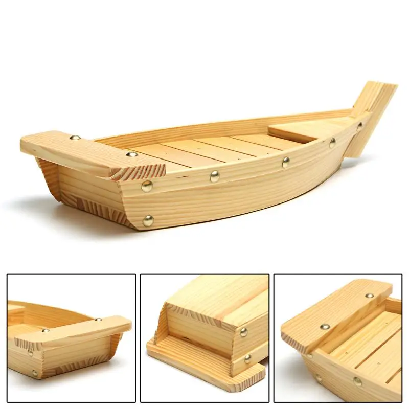 

Big deal 42X17X7.5Cm Japanese Cuisine Sushi Boats Sushi Tools Wood Handmade Simple Ship Sashimi Assorted Cold Dishes Tableware B