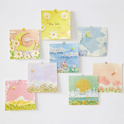 TUTU 80 sheets 80*80mm Size scenery paper Memo Pad Sticky Notes Bookmark Point it Marker Memo Sticker Office School Supplies Not