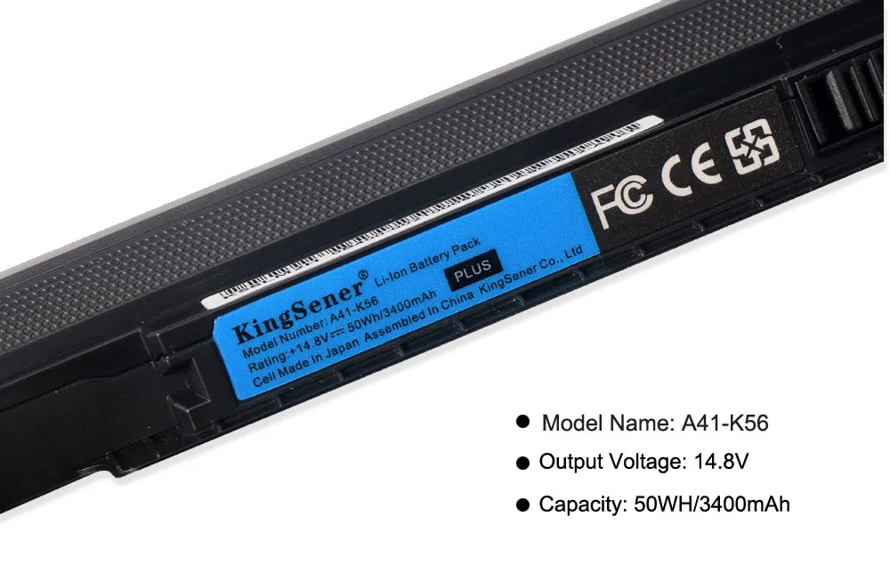 KingSener 15V 3400mAh A41-K56 Laptop Battery for ASUS K46 K46C K46CA K46CM K56 K56CA K56CM S46C S56C R505CA A32-K56 A42-K56