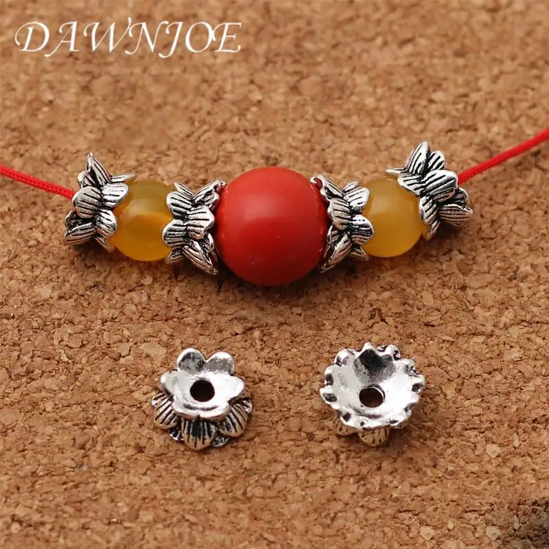 10pcs Vintage Lotus Base Bottom Double-sided Spacer Beads Cap DIY Making Bracelet Necklace jewelry Supplies Accessories Finding