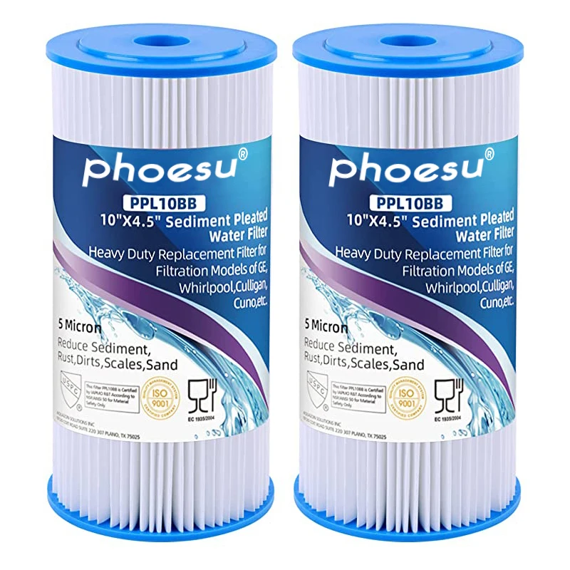 Filtre à sédiments plissé pour toute la maison 10 "x 4.5" pour l'eau de puits, cartouche de rechange pour GE FXHSC, R50-BBSA Culligan, 2 paquets